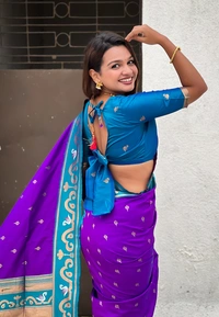 Rajhans Paithani Saree with Gold Zari Swan Motifs & Fancy Meenakari Pallu - FREE, PURPLE