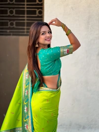 Rajhans Paithani Silk Saree with Gold Zari Meenakari Peacock & Swan Motifs - FREE, PISTA