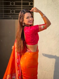 Rajhans Paithani Silk Saree with Gold Zari Meenakari Peacock & Swan Motifs - FREE, ORANGE