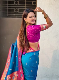 Rajhans Paithani Silk Saree with Gold Zari Meenakari Peacock & Swan Motifs - FREE, RAMA