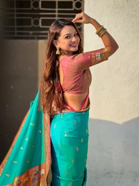 Rajhans Paithani Silk Saree with Gold Zari Meenakari Peacock & Swan Motifs - FREE, SKY