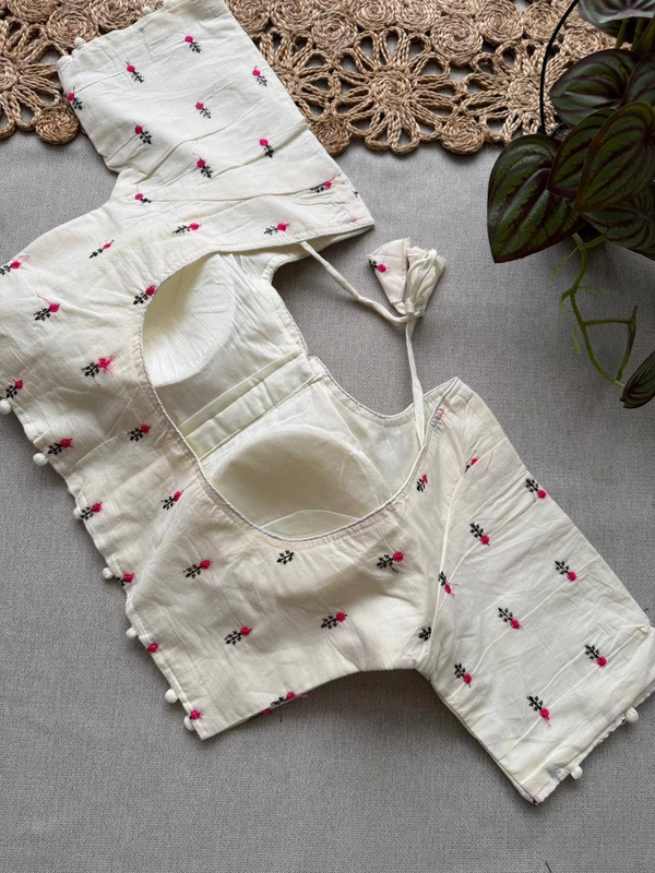 PAITHANI_HOUSE11 Ready-to-Style Khadi Cotton Saree - Designer Heavy Embroidery Padded Blouse (Size 38-42)-CF- 186 - FREE, LIGHT PINK