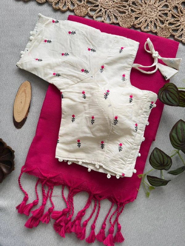 PAITHANI_HOUSE11 Ready-to-Style Khadi Cotton Saree - Designer Heavy Embroidery Padded Blouse (Size 38-42)-CF- 186 - FREE, PINK