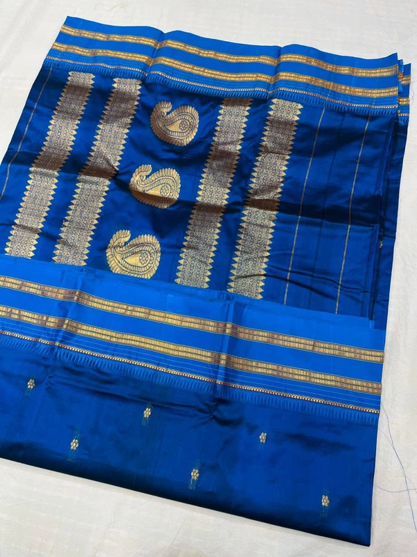 Royal Maharashtrian Style Premium Handloom Narayanpeth Silk Saree - Free, Royal Blue (3)