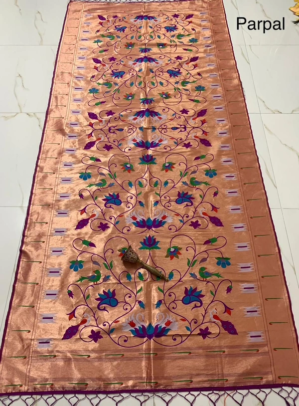 Royal Purple Soft Silk Paithani Dupatta with Heritage Meenakari Motif Gold - 2.5mt, Purple
