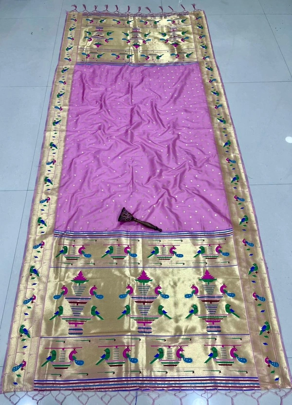 Shandaar Light Pink Soft Silk Dupatta with Beautiful Traditional Indian Motif Heavy Gold Zari Border - 2.5mt, Light Pink