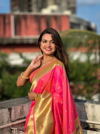 PAITHANI_HOUSE224 Soft Paithani Silk Saree Zari Weaving Motifs with Meenakari Border & Rich Tassel Pallu -PAITHANI - 1 - Gajari