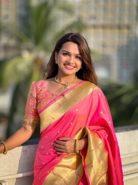 PAITHANI_HOUSE224 Soft Paithani Silk Saree Zari Weaving Motifs with Meenakari Border & Rich Tassel Pallu -PAITHANI - 1 - Gajari