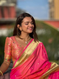 PAITHANI_HOUSE224 Soft Paithani Silk Saree Zari Weaving Motifs with Meenakari Border & Rich Tassel Pallu -PAITHANI - 1 - Gajari