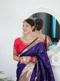 PAITHANI_HOUSE232 Soft Paithani Silk Saree Zari Weaving Motifs with Meenakari Border & Rich Tassel Pallu -PAITHANI - 9 - Violet