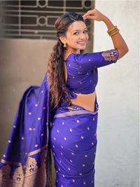 Soft Silk Saree with Elephant Border and Diamond Geometric Zari Woven Pallu - FREE, VIOLET