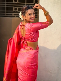 Soft Silk Saree with Elephant Border and Diamond Geometric Zari Woven Pallu - FREE, BABY PINK