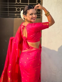 Soft Silk Saree with Elephant Border and Diamond Geometric Zari Woven Pallu - FREE, PINK
