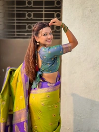 Soft Silk Saree with Peacock Zari Motifs and Contrast Peacock Panel Border - FREE, MEHENDI