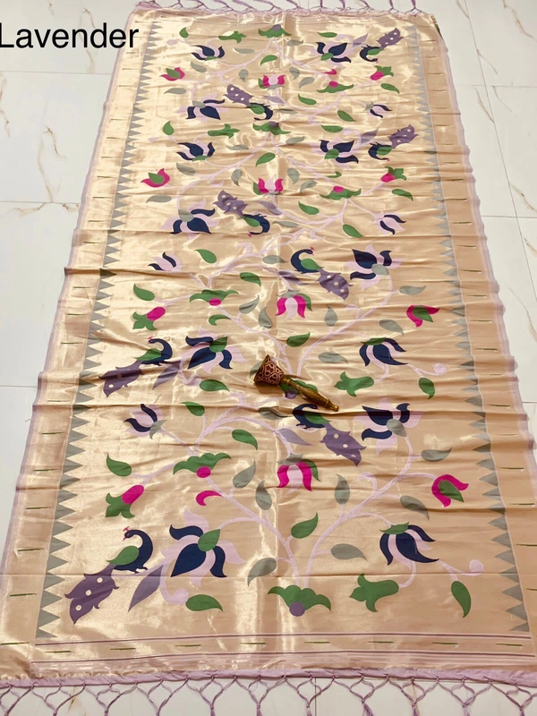 Sophisticated Lavender Soft Silk Saree with Elegant All Over Flower Vines and Premium Zari Dupatta - 2.5mt, Lavender