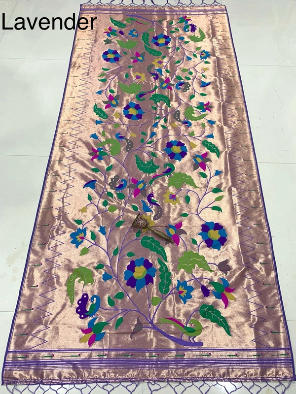 Sophisticated Lavender Soft Silk with Elegant All Over Flower Vines and Premium Zari Dupatta - 2.5mt, Lavender