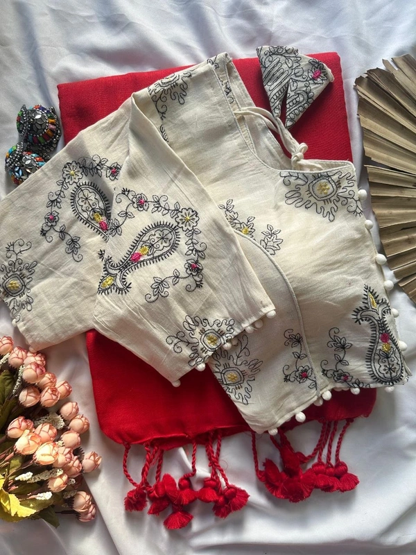 Stylish Khadi Cotton Saree with Embroidered Work