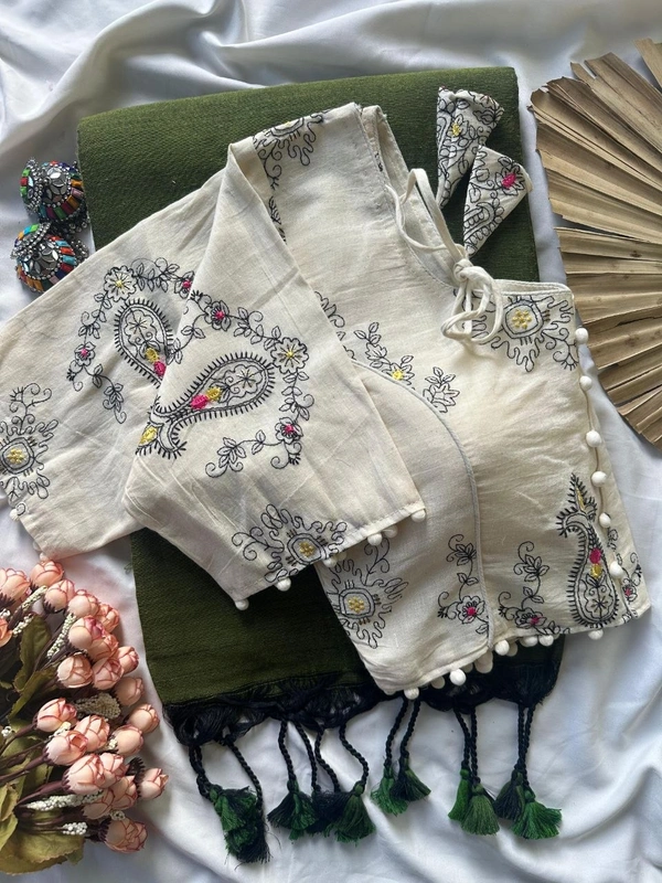 Stylish Khadi Cotton Saree with Embroidered Work