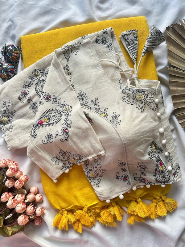 Stylish Khadi Cotton Saree with Embroidered Work