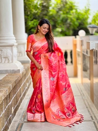 PAITHANI_HOUSE303 Traditional Banarasi Silk Saree with Meenakari Rich Pallu & Tassels - BANARASI - 2 - GAJRI PINK