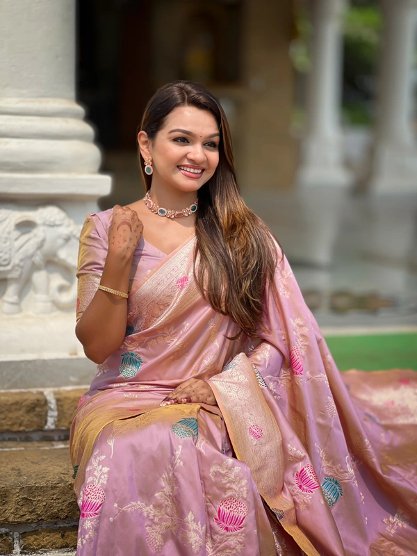 PAITHANI_HOUSE304 Traditional Banarasi Silk Saree with Meenakari Rich Pallu & Tassels - BANARASI - 2 - LAVENDER