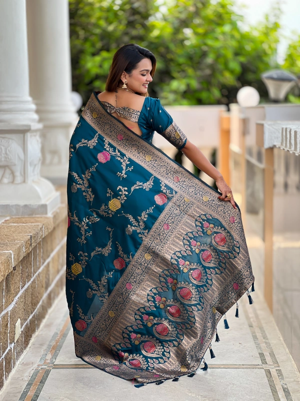 PAITHANI_HOUSE306 Traditional Banarasi Silk Saree with Meenakari Rich Pallu & Tassels - BANARASI - 2 - MORPITCH