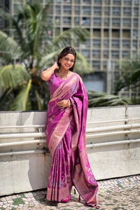 PAITHANI_HOUSE307 Traditional Banarasi Silk Saree with Meenakari Rich Pallu & Tassels - BANARASI - 2 - ONION