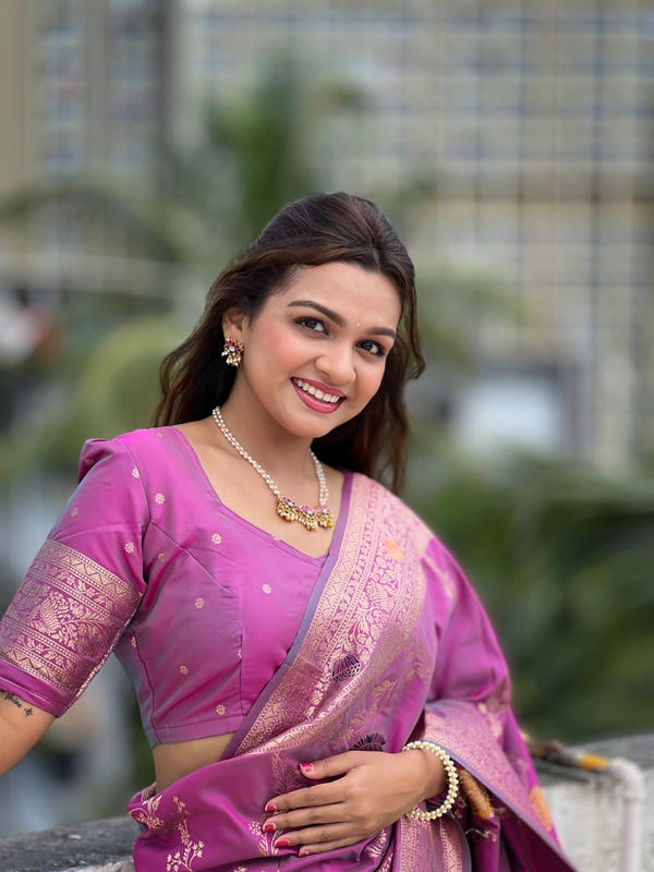 PAITHANI_HOUSE307 Traditional Banarasi Silk Saree with Meenakari Rich Pallu & Tassels - BANARASI - 2 - ONION