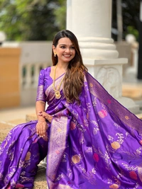 PAITHANI_HOUSE309 Traditional Banarasi Silk Saree with Meenakari Rich Pallu & Tassels - BANARASI - 2 - PURPLE