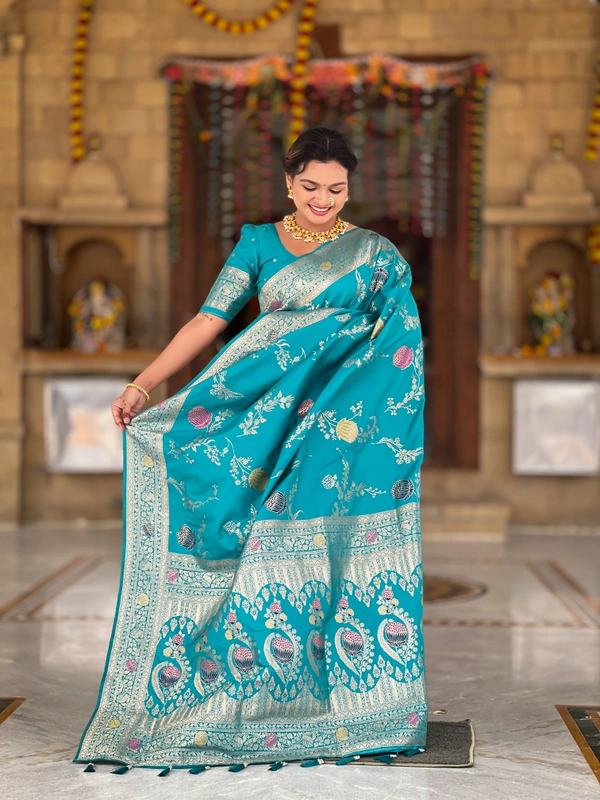 PAITHANI_HOUSE310 Traditional Banarasi Silk Saree with Meenakari Rich Pallu & Tassels - BANARASI - 2 - RAMA.L