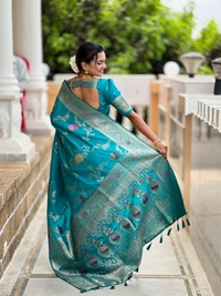 PAITHANI_HOUSE310 Traditional Banarasi Silk Saree with Meenakari Rich Pallu & Tassels - BANARASI - 2 - RAMA.L