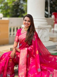 PAITHANI_HOUSE311 Traditional Banarasi Silk Saree with Meenakari Rich Pallu & Tassels - BANARASI - 2 - RANI PINK