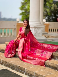 PAITHANI_HOUSE311 Traditional Banarasi Silk Saree with Meenakari Rich Pallu & Tassels - BANARASI - 2 - RANI PINK