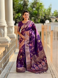 PAITHANI_HOUSE312 Traditional Banarasi Silk Saree with Meenakari Rich Pallu & Tassels - BANARASI - 2 - WINE