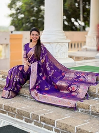 PAITHANI_HOUSE312 Traditional Banarasi Silk Saree with Meenakari Rich Pallu & Tassels - BANARASI - 2 - WINE