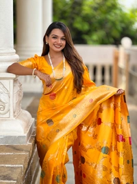 PAITHANI_HOUSE313 Traditional Banarasi Silk Saree with Meenakari Rich Pallu & Tassels - BANARASI - 2 - YELLOW