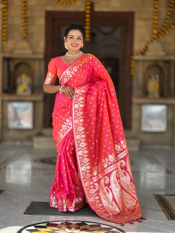 PAITHANI_HOUSE271 Traditional Banarasi Soft Silk Saree with Zari Meenakari Weaving Work -BANARASI - 9 - GAJRI PINK