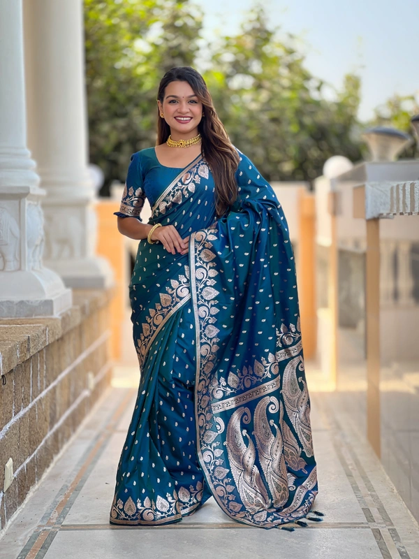 PAITHANI_HOUSE273 Traditional Banarasi Soft Silk Saree with Zari Meenakari Weaving Work -BANARASI - 9 - MORPICH