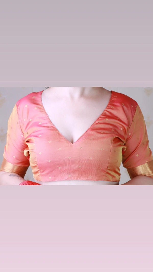 Traditional Pichwai Soft Silk Saree with Kamdhenu Pattern & Zari Border - FREE, PEACH