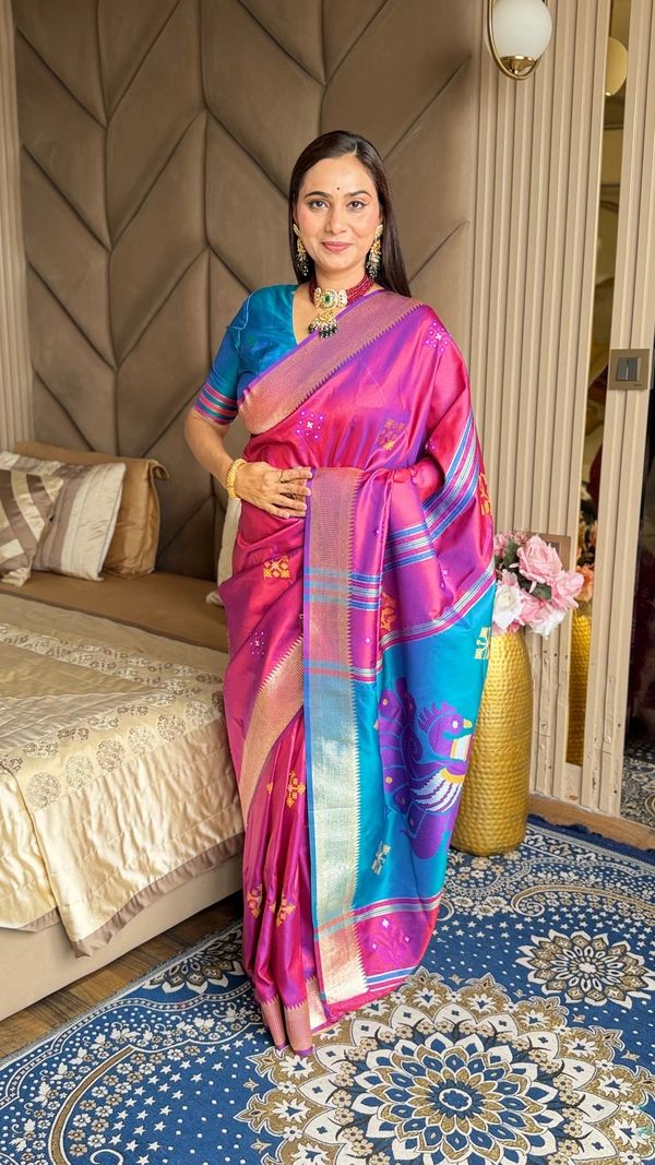 Trending KHUSHI Handloom Patola Collection � 10 Unique Colors with Rich Meenakari Weaving - FREE, WINE