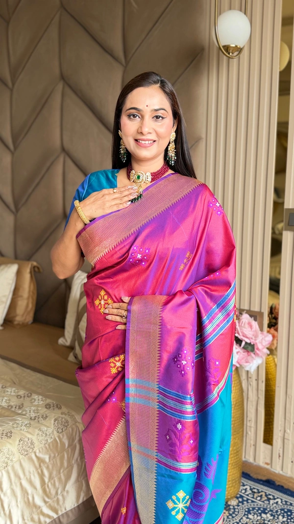 Trending KHUSHI Handloom Patola Collection � 10 Unique Colors with Rich Meenakari Weaving - FREE, WINE