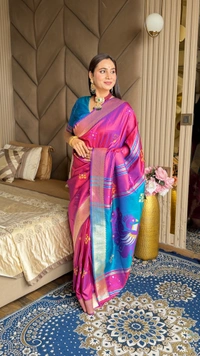 Trending KHUSHI Handloom Patola Collection � 10 Unique Colors with Rich Meenakari Weaving - FREE, WINE