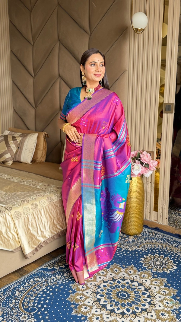 Trending KHUSHI Handloom Patola Collection � 10 Unique Colors with Rich Meenakari Weaving - FREE, WINE