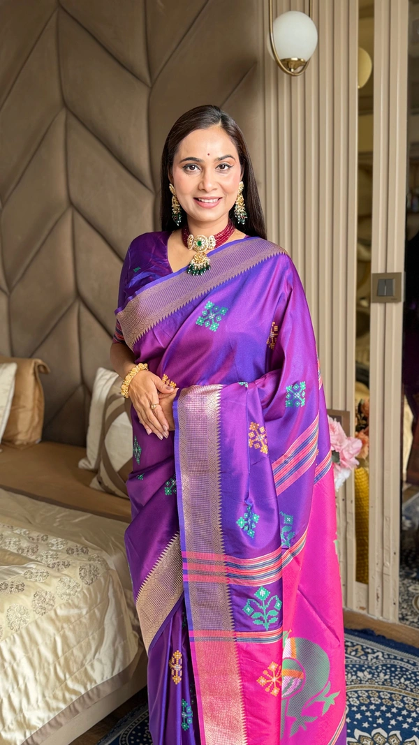 Trending KHUSHI Handloom Patola Collection � 10 Unique Colors with Rich Meenakari Weaving - FREE, VIOLET