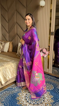 Trending KHUSHI Handloom Patola Collection � 10 Unique Colors with Rich Meenakari Weaving - FREE, VIOLET
