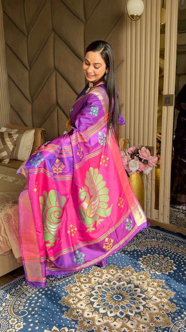 Trending KHUSHI Handloom Patola Collection � 10 Unique Colors with Rich Meenakari Weaving - FREE, VIOLET