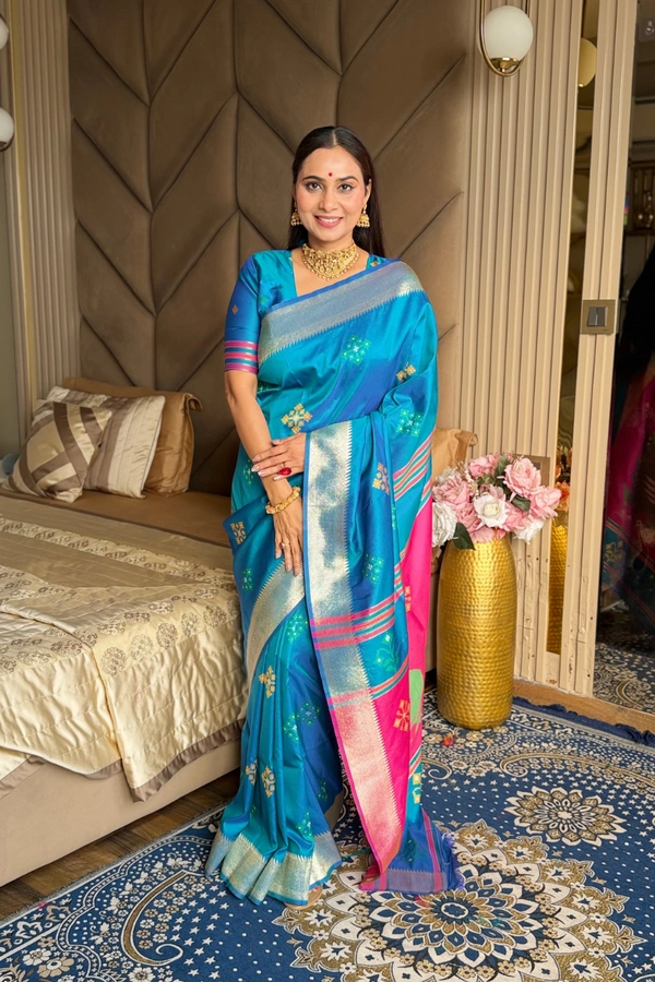 Trending KHUSHI Handloom Patola Collection � 10 Unique Colors with Rich Meenakari Weaving - FREE, RAMA