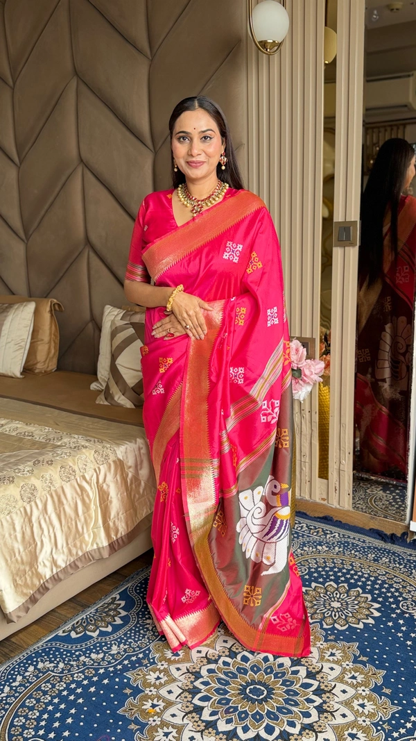 Trending KHUSHI Handloom Patola Collection � 10 Unique Colors with Rich Meenakari Weaving - FREE, PINK