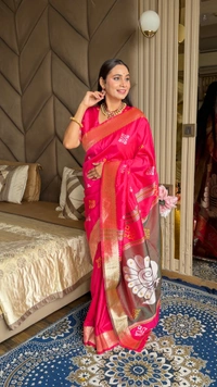 Trending KHUSHI Handloom Patola Collection � 10 Unique Colors with Rich Meenakari Weaving - FREE, PINK