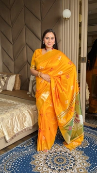 Trending KHUSHI Handloom Patola Collection � 10 Unique Colors with Rich Meenakari Weaving - FREE, Orange